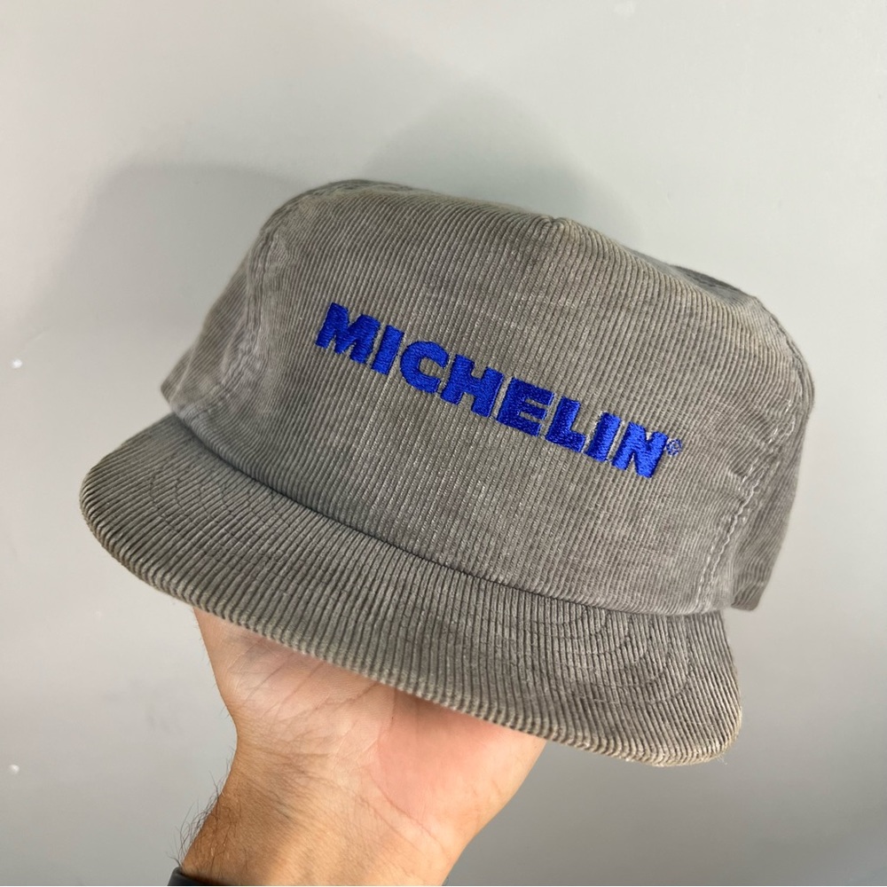 Gray Corduroy Cap with Blue Logo - Men